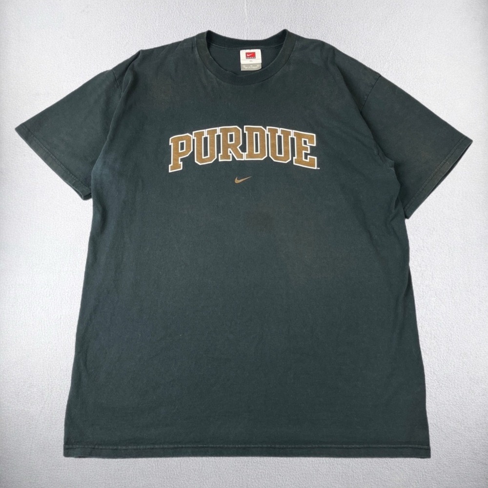 Vintage Nike Purdue Boilermakers T Shirt Mens XL Black NCAA Center Swoosh